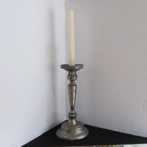 Art Deco Candle Holder, Pillar, Taper, Silver plated, Zinc, Distressed, Vintage